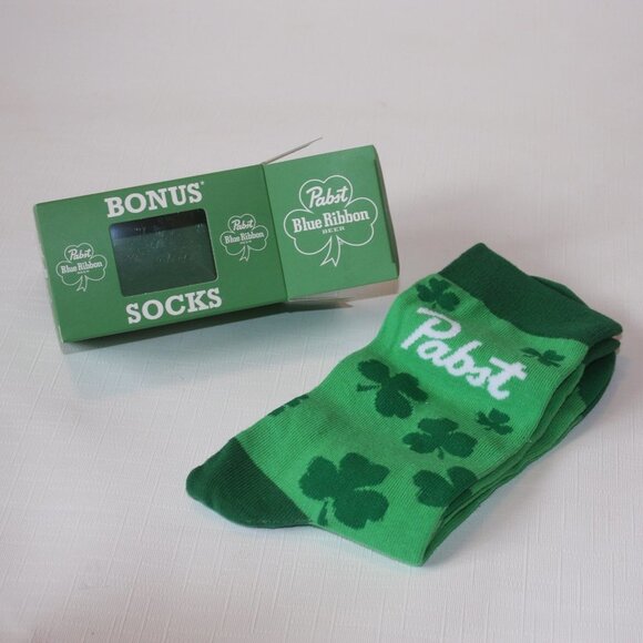 Pabst Blue Ribbon Saint Patrick's Day Socks Pair NI - Picture 1 of 3